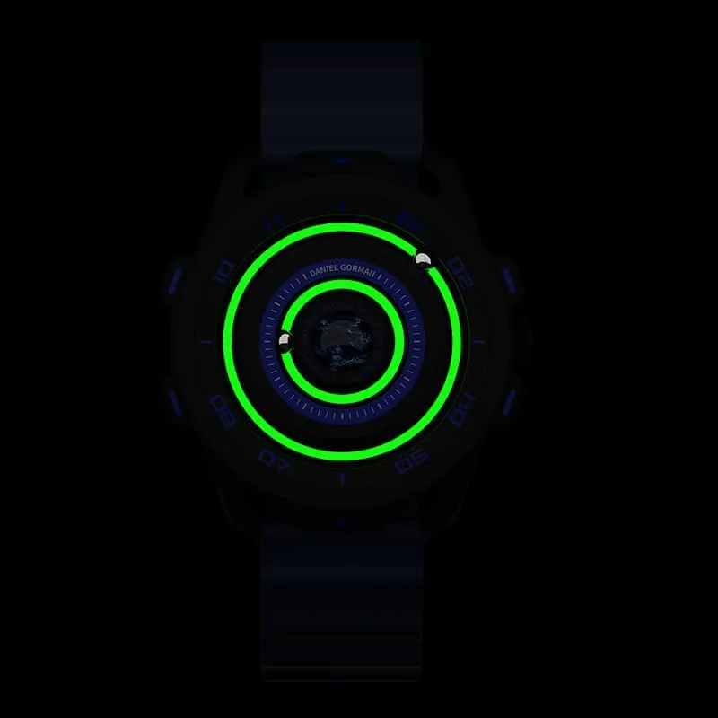 Silicone Strap Copper cobble diverse fixation Case Beads Pointers Planet Design Quartz Watch Men Magnetic Driven Watches Waterproof Luminous Sport Wristwatch with Black 
