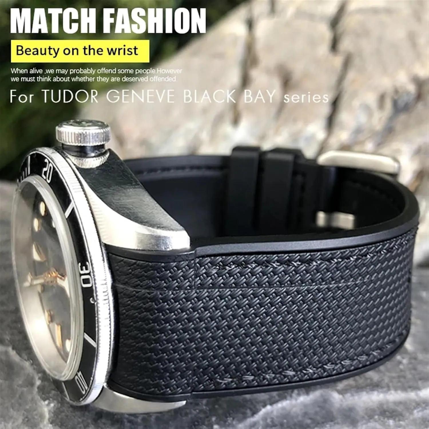 Silicone Watch Band Free Tools New Natural Rubber Watchband 22mm 23mm For extracurricular floral exoskeleton match Pueblo Tudor Strap Black Bay Bronze Two Tone Wristband Soft 