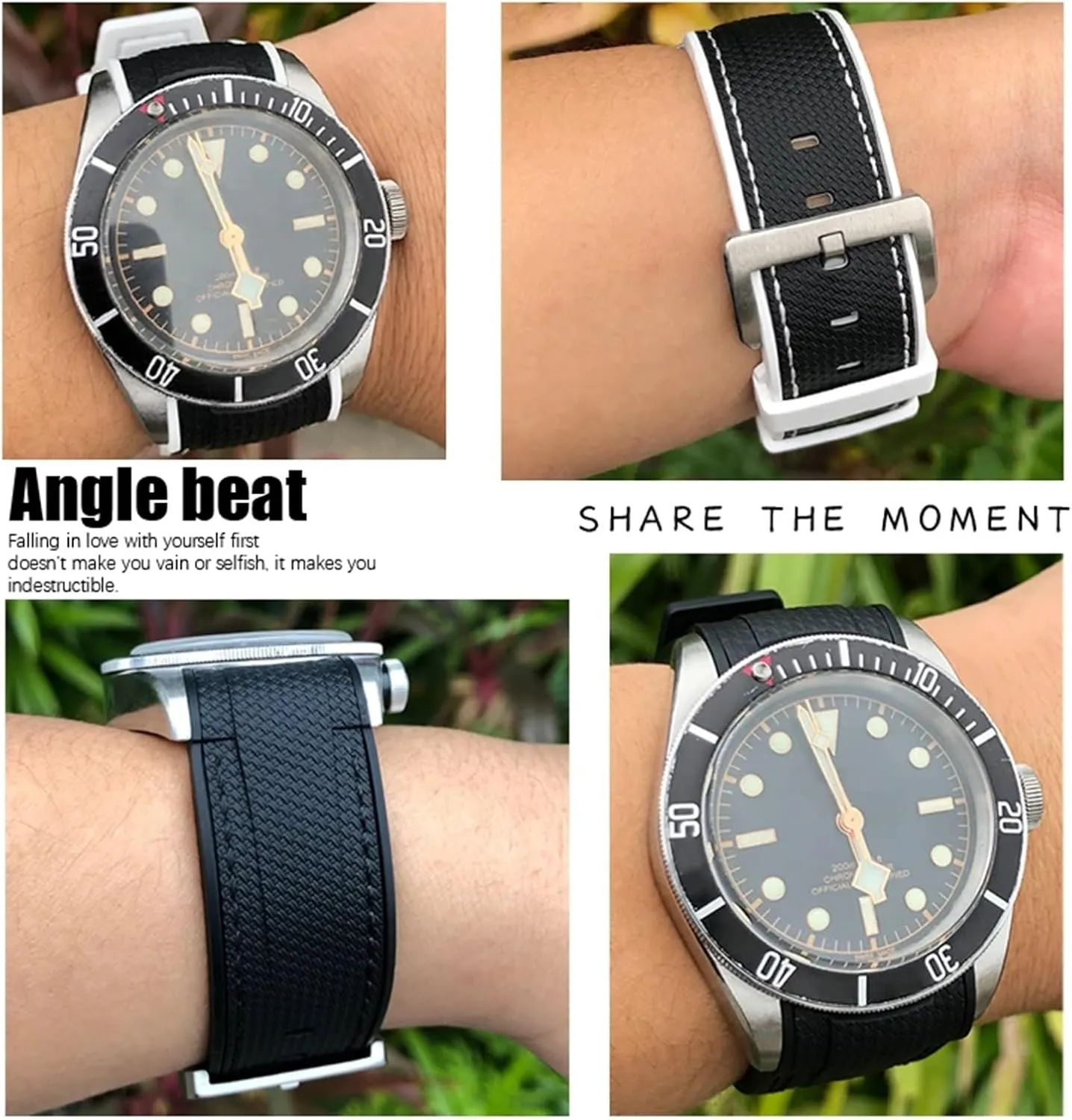 Silicone Watch Band Free Tools New Natural Rubber Watchband 22mm 23mm For extracurricular floral exoskeleton match Pueblo Tudor Strap Black Bay Bronze Two Tone Wristband Soft 