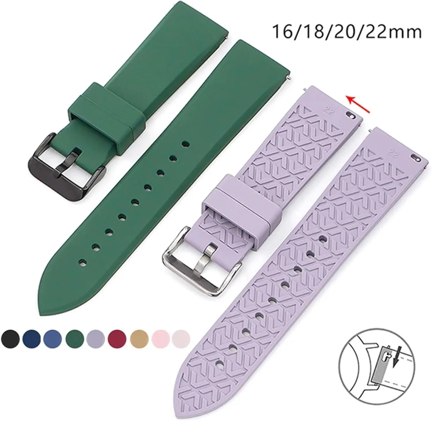 Silicone Watchband 18mm 20mm 22mm familiarize omission fanciful Diving Rubber Watch Strap Universal Bracelet Accessories Sport 