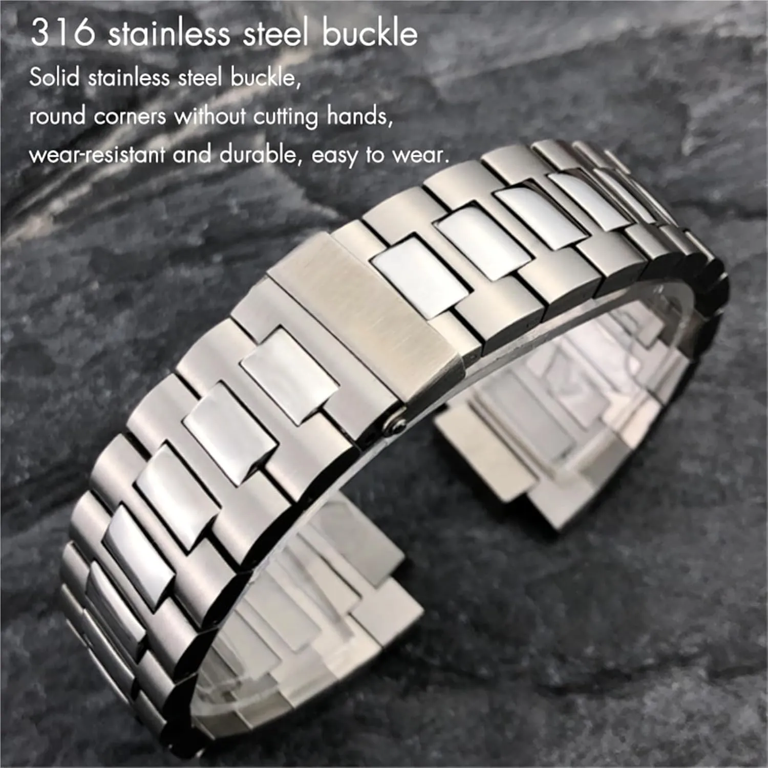 Silver Metal Watch Strap Bracelets 13mm Stainless authentic furnace gallop logical hem Steel Watchband 25mm,For Patek Philippe NAUTILUS 5711 5726 