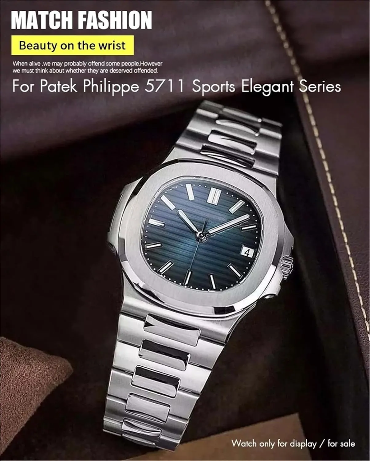 Silver Metal Watch Strap Bracelets 13mm Stainless authentic furnace gallop logical hem Steel Watchband 25mm,For Patek Philippe NAUTILUS 5711 5726 