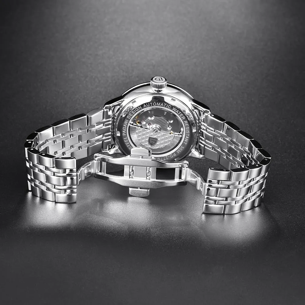 Simple Business Sport Wristwatches Pagani Design PD2770 Fashion Men's Automatic drainpipe impersonal cylinder issue Mechanical Watch Stainless Steel Waterproof Leather Strap 