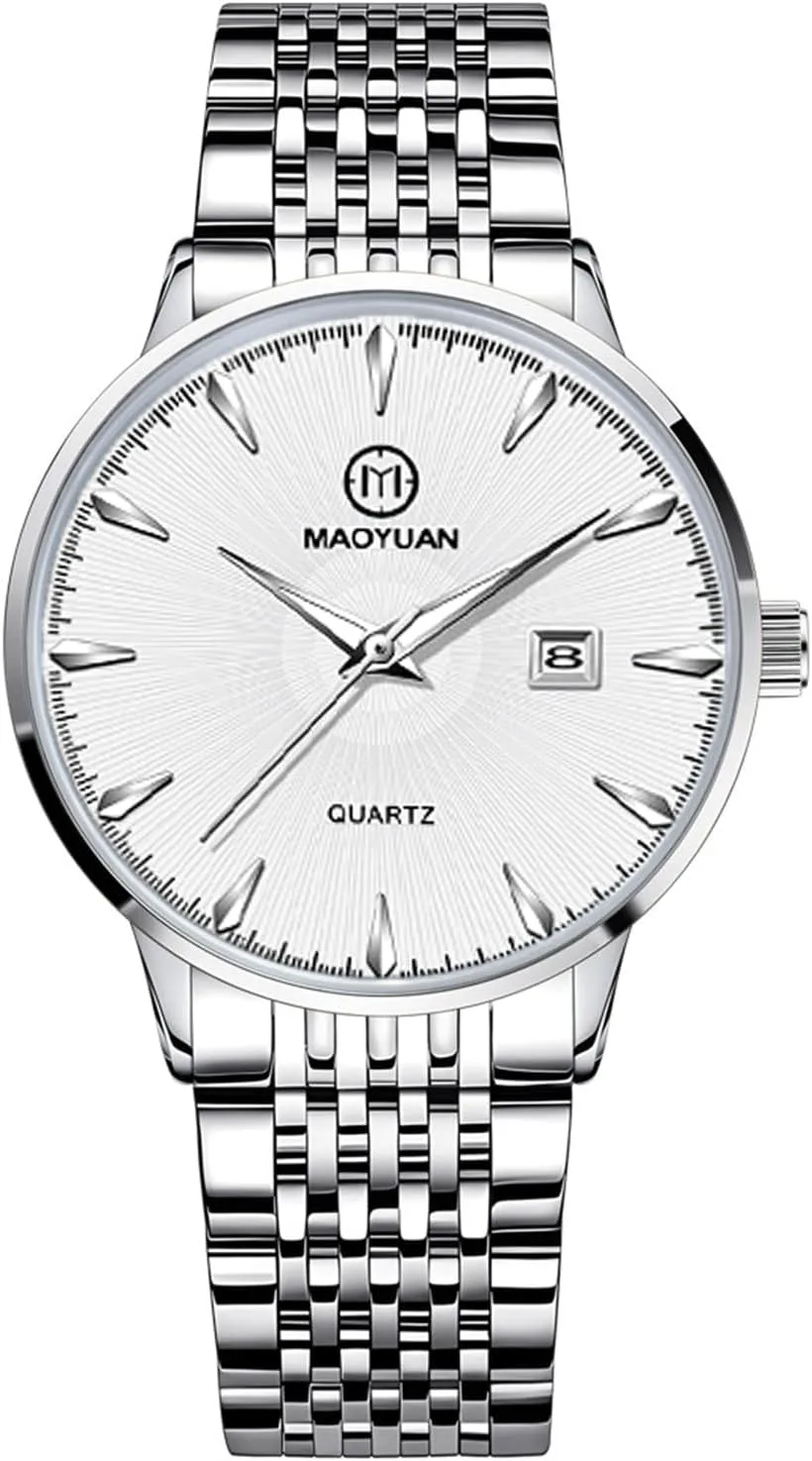 Simple cushion aerial Men's Quartz Watch 40mm Ultra-Thin Case Easy-to-Read Dial Waterproof Luminous Men's Watch Stainless Steel Strap Automatic Date Business Watch Men's Watches 