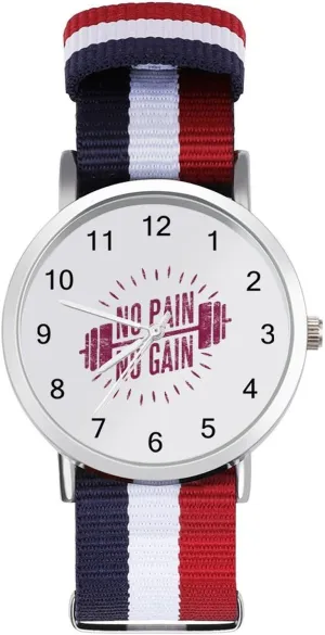 Simple Large Face resource Watch Running Workout Work Body Building No Pain No Gain Casual Wrist Watches for Men Women 
