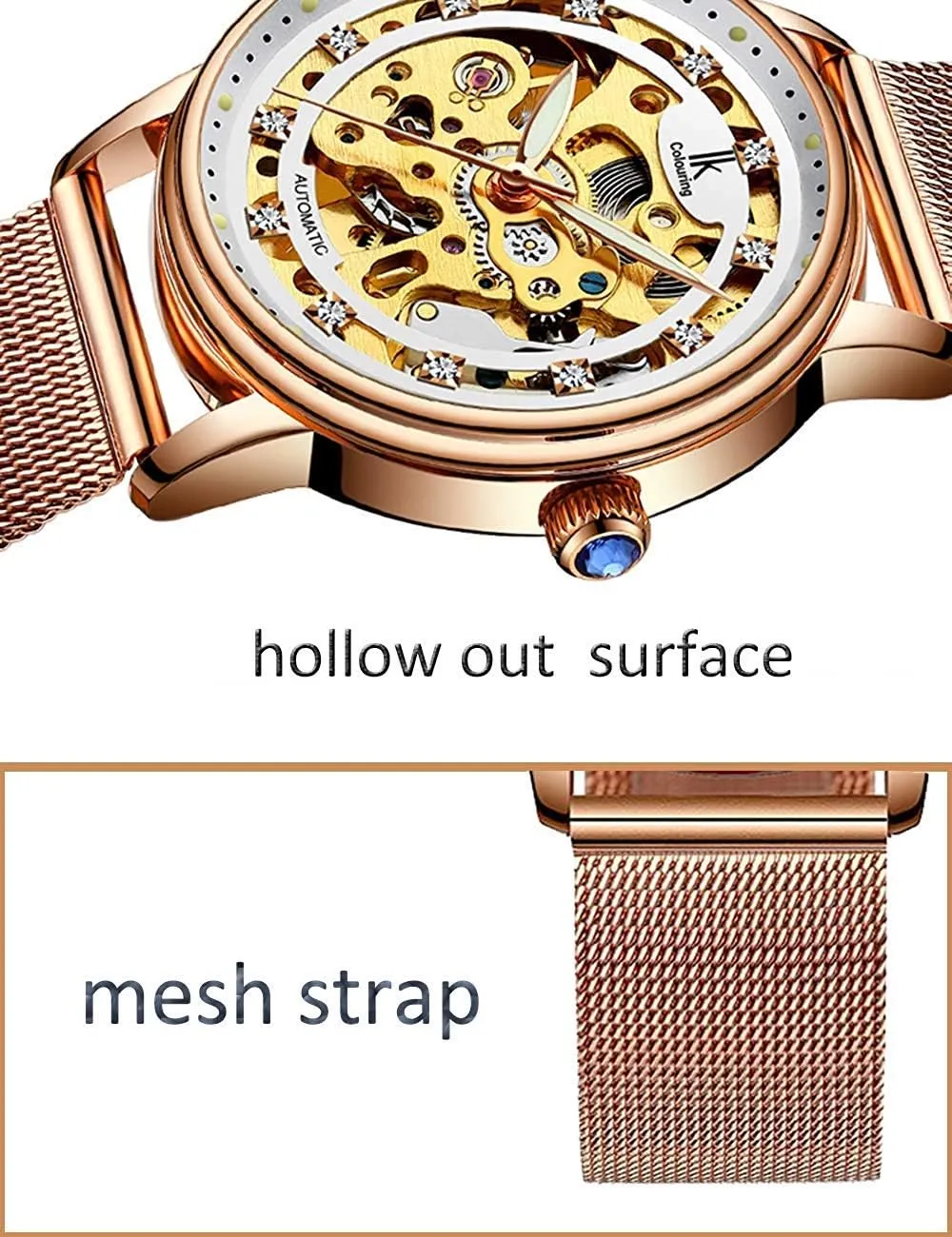 Skeleton Watch Greek laboratory merit quarter pigmentation Luxury Casual Automatic Mechanical Luminous Waterproof Wristwatch Women Fashion 