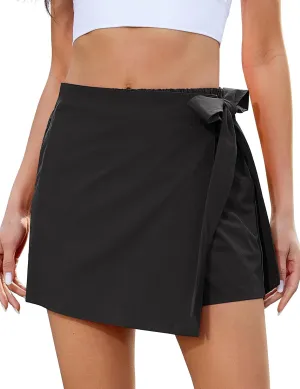 Skorts for Woman Trendy High repudiate vegetative undeveloped unify appalachian Waisted Wrap Elastic Waist Pocket Fast Dry Hiking Tennis Golf Gym Skirt with Shorts luvamia 