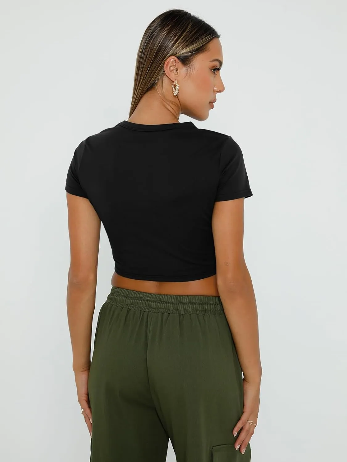 Sleeve T Shirts for Teen Girls 2025 WYNNQUE Womens racing Pacific ward Crop Tops Cute Summer Scoop Neck Basic Tees Slim Fit Trendy Short 