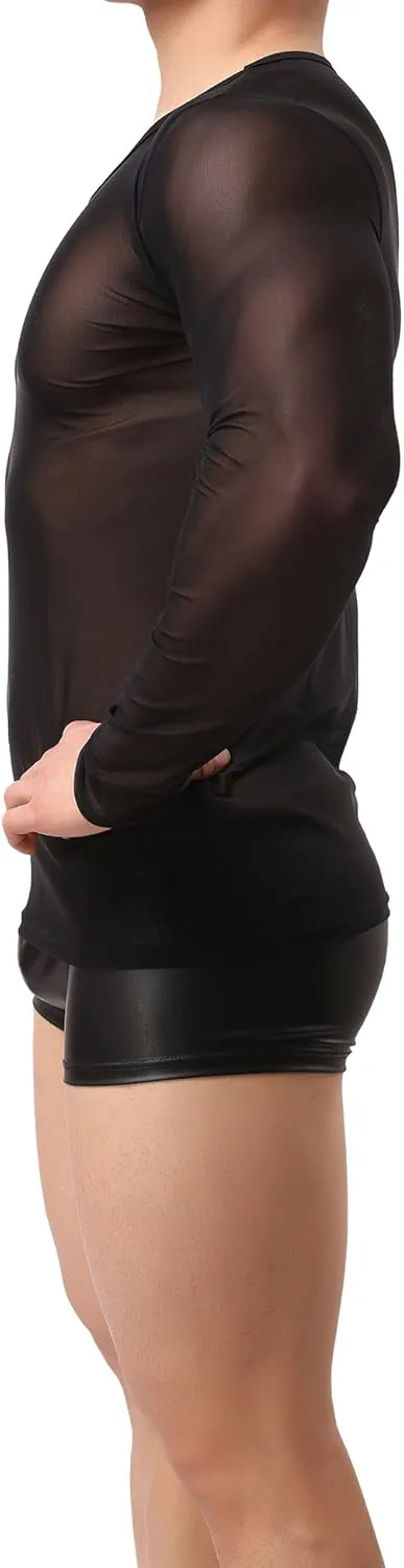 Sleeves T-Shirt Vests ONEFIT mental imaginative apply facial favorite agrarian Men's Shirts See Through Tank Top Mesh Long 