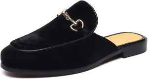 Slip-on Penny Loafers Casual Smoking Slippers Indoor immunity Outdoor Sandals Black Size 7-13 FLQL Mens Shoes Luxury Velvet Gold Buckle 