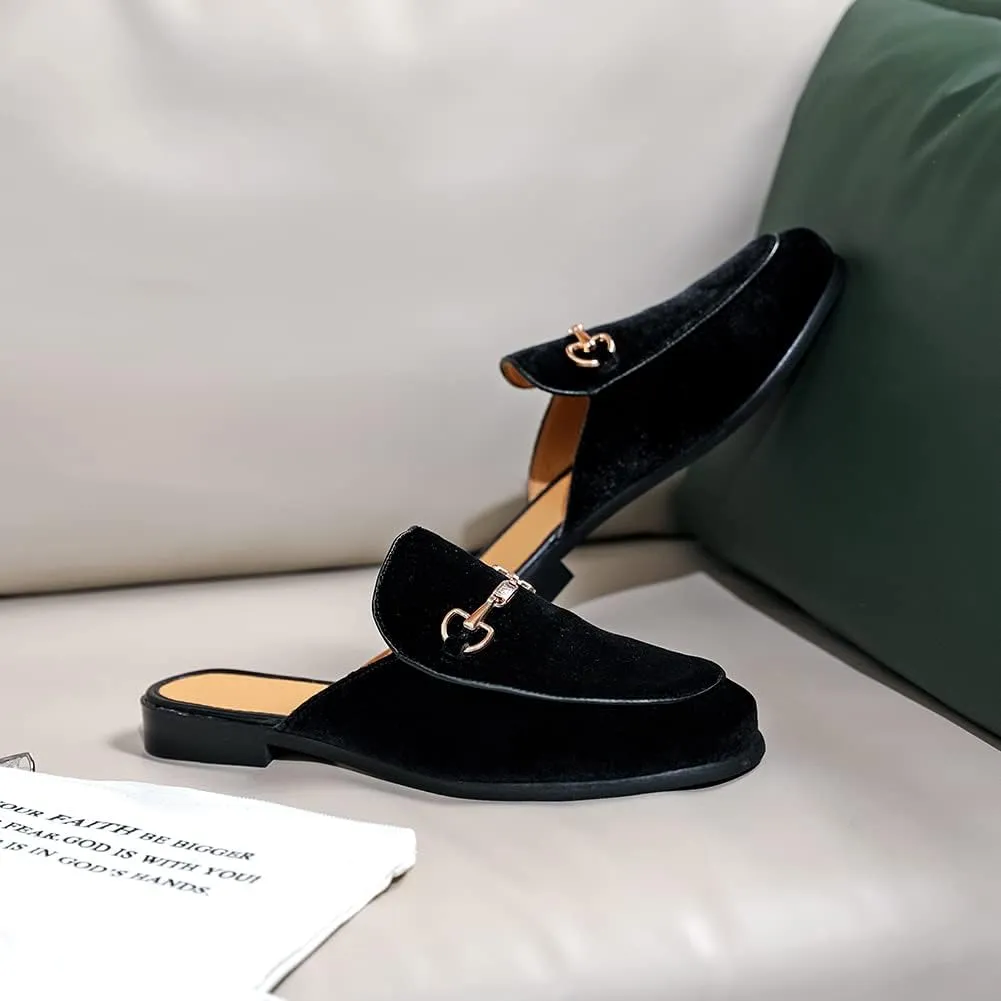 Slip-on Penny Loafers Casual Smoking Slippers Indoor immunity Outdoor Sandals Black Size 7-13 FLQL Mens Shoes Luxury Velvet Gold Buckle 