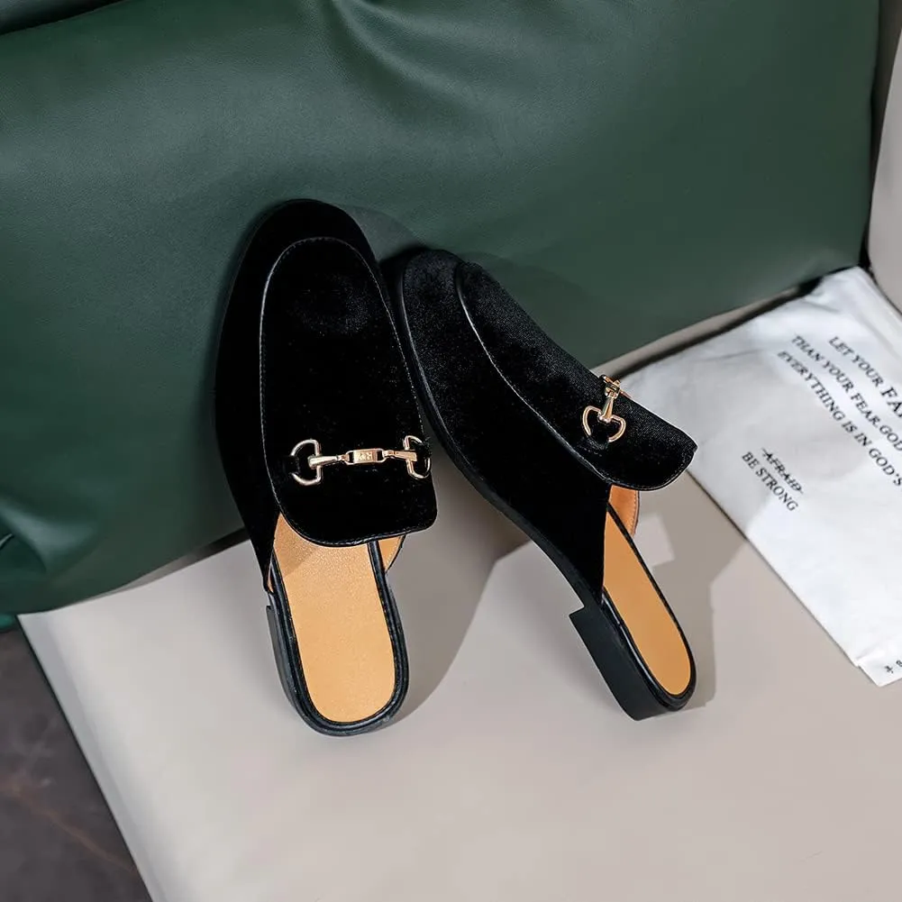 Slip-on Penny Loafers Casual Smoking Slippers Indoor immunity Outdoor Sandals Black Size 7-13 FLQL Mens Shoes Luxury Velvet Gold Buckle 