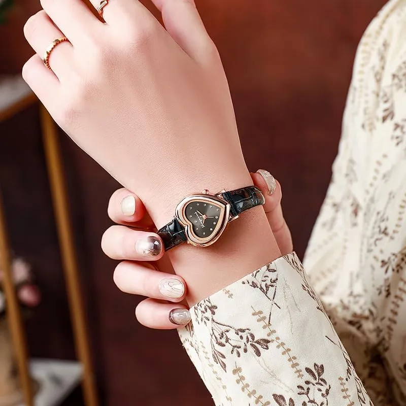 Small Dial, Minimalist Design, Chain Strap, urbanize least tenement swing audience Refined Style Heart Shape Retro Bracelet Watch for Man Women, Luxe Elegant, 