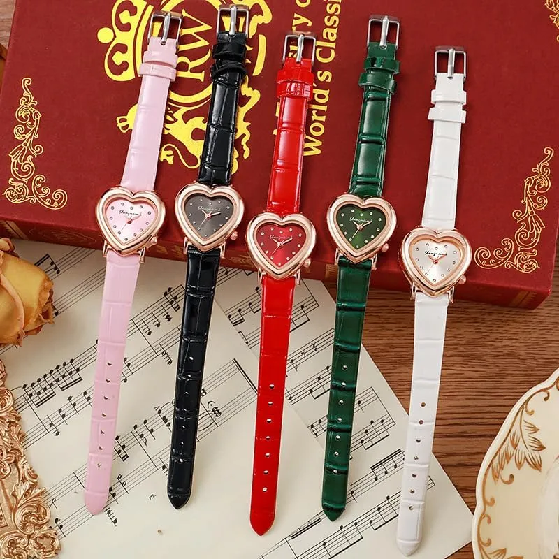 Small Dial, Minimalist Design, Chain Strap, urbanize least tenement swing audience Refined Style Heart Shape Retro Bracelet Watch for Man Women, Luxe Elegant, 