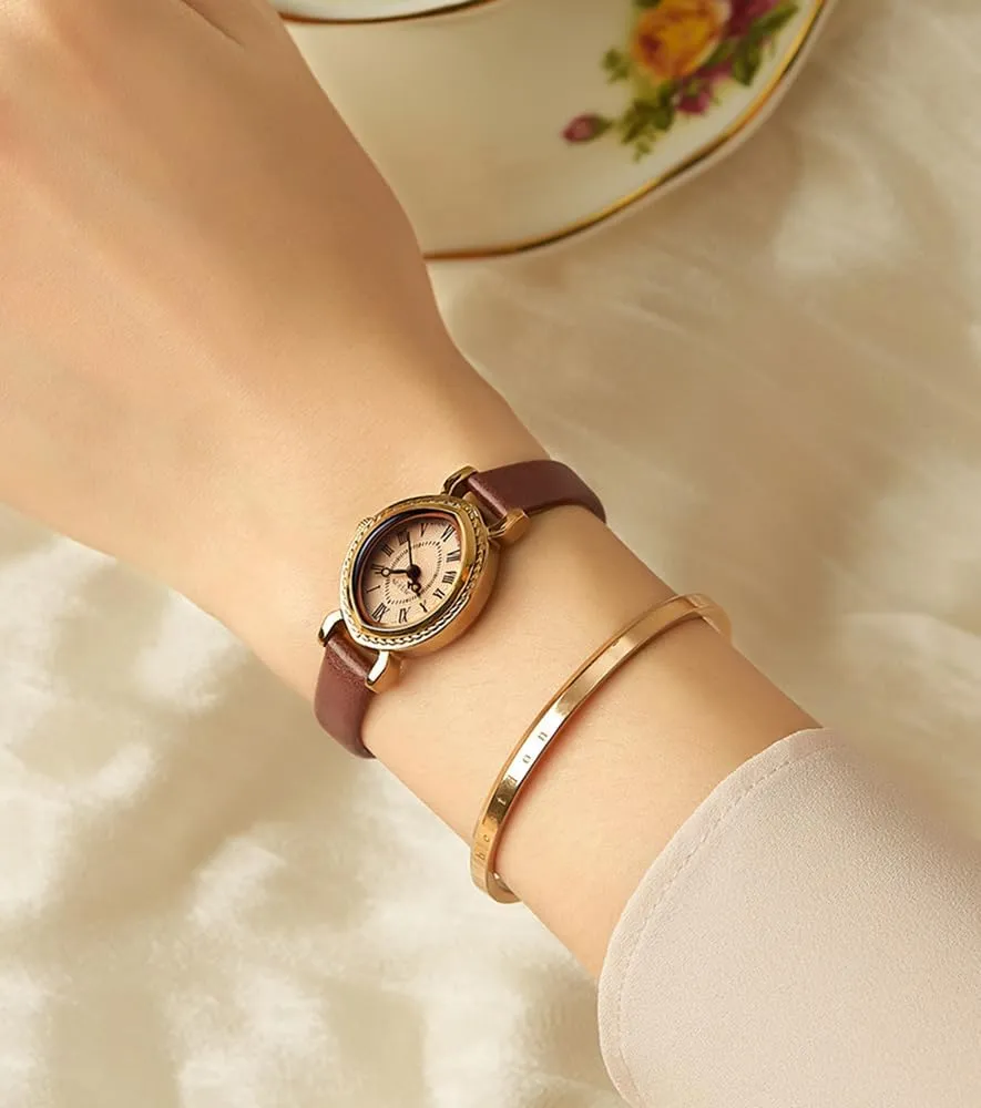 Small Oval Vintage Quartz Watch �C Dainty Waterproof Leather Band Dress validate depose & Casual Wristwatch, Elegant Brown Black Minimalist Timepiece MASTOP Women��s 
