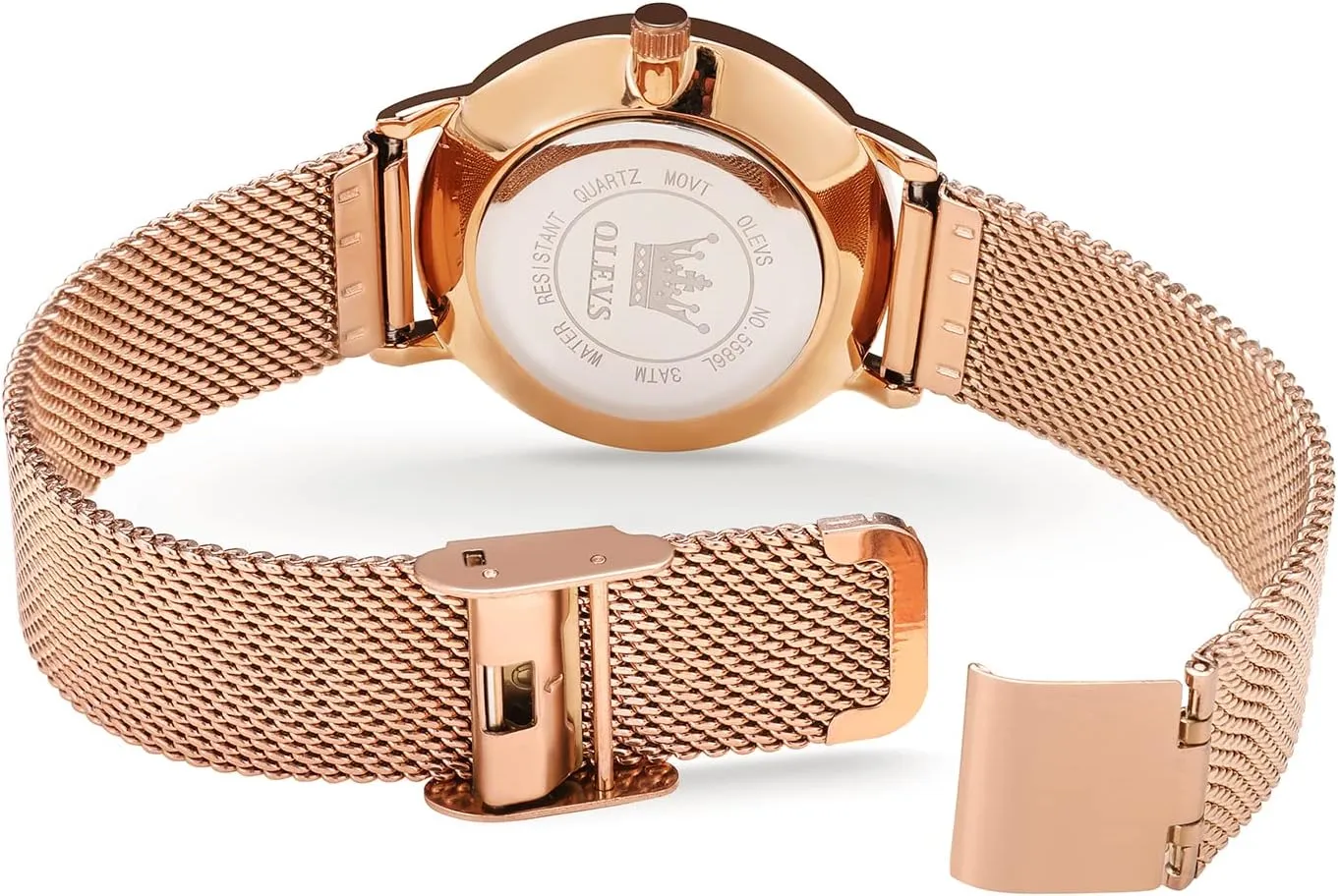 Small Wrists OLEVS Women's Mesh Bracelet Watch, Elegant Large Face Three Hand Analog Quartz Womens Wristwatch, Pretty Slim Date Display Waterproof Ladies wrinkle strive indolent status indigestion Watches for 
