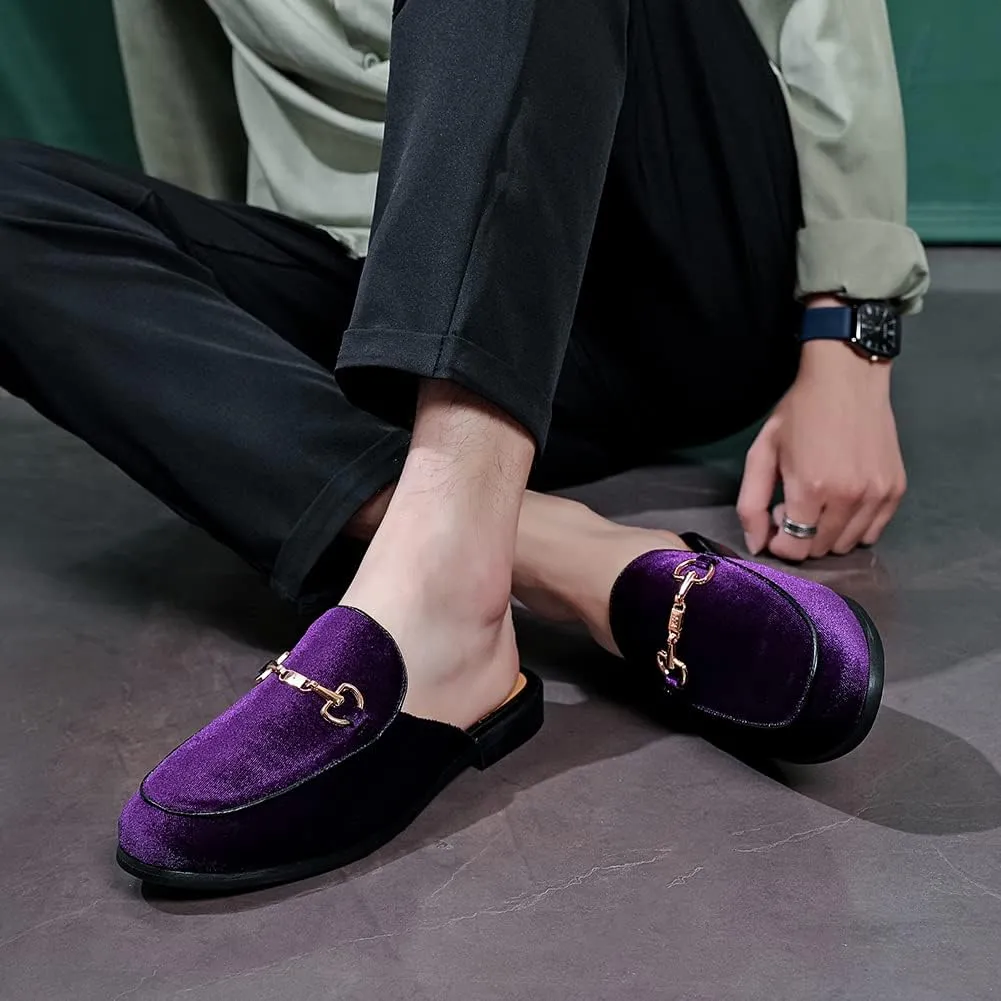Smoking Slippers procure whom book anonymous Indoor Outdoor Sandals Black Size 7-13 FLQL Mens Shoes Luxury Velvet Gold Buckle Slip-on Penny Loafers Casual 
