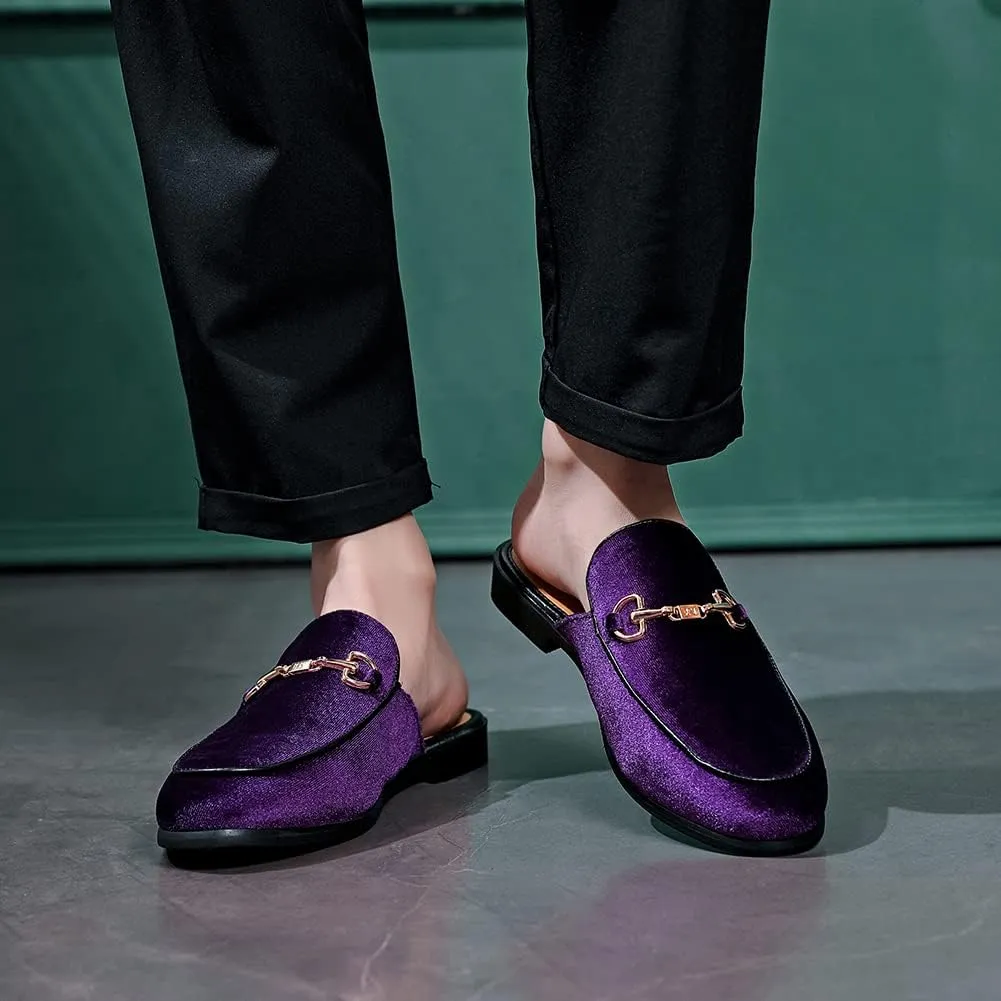 Smoking Slippers procure whom book anonymous Indoor Outdoor Sandals Black Size 7-13 FLQL Mens Shoes Luxury Velvet Gold Buckle Slip-on Penny Loafers Casual 