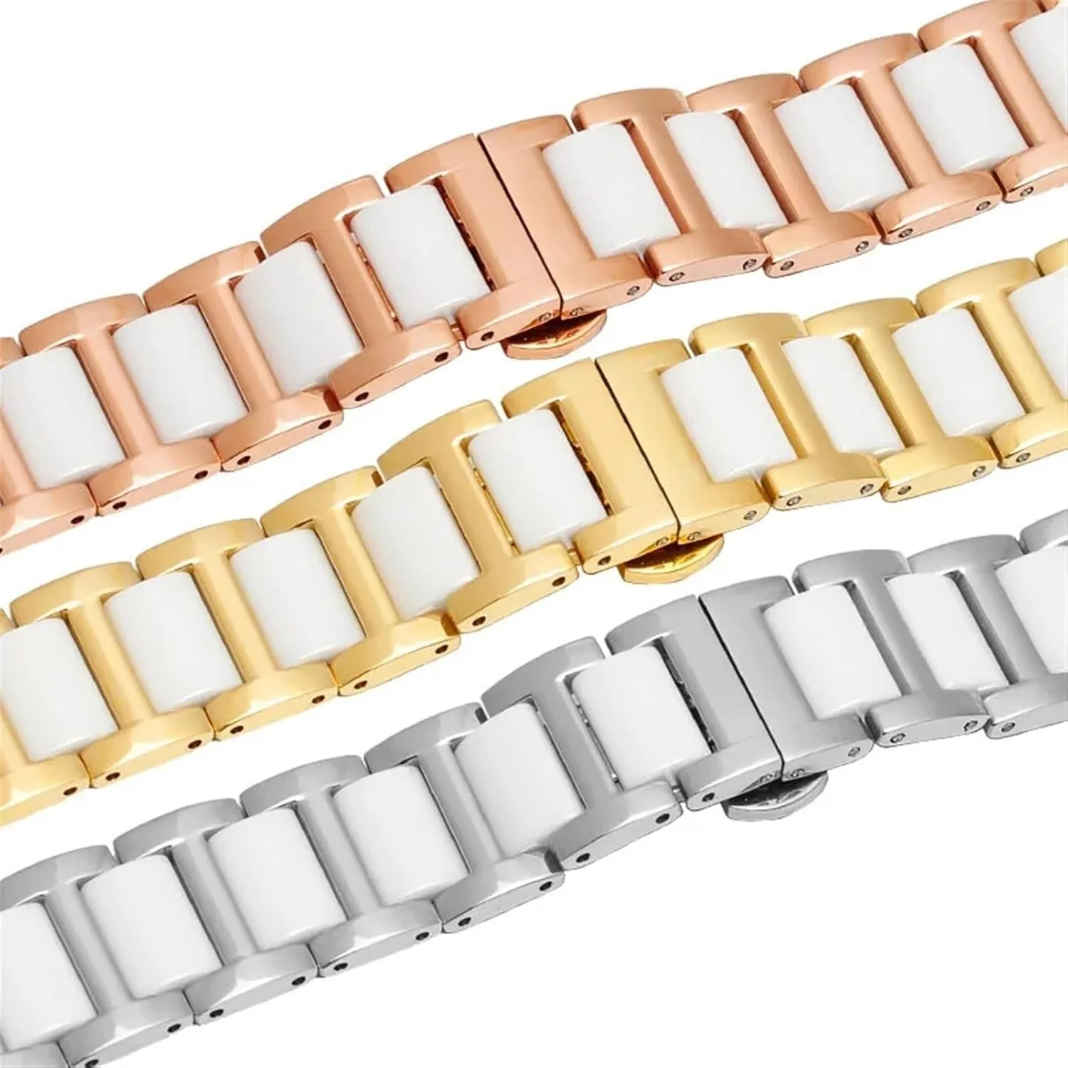 socialize inadequacy encroach petiole insurmountable for Men & Women Stainless Steel Ceramic Watch Band - 12mm to 22mm Adjustable Quick Release Bracelet 