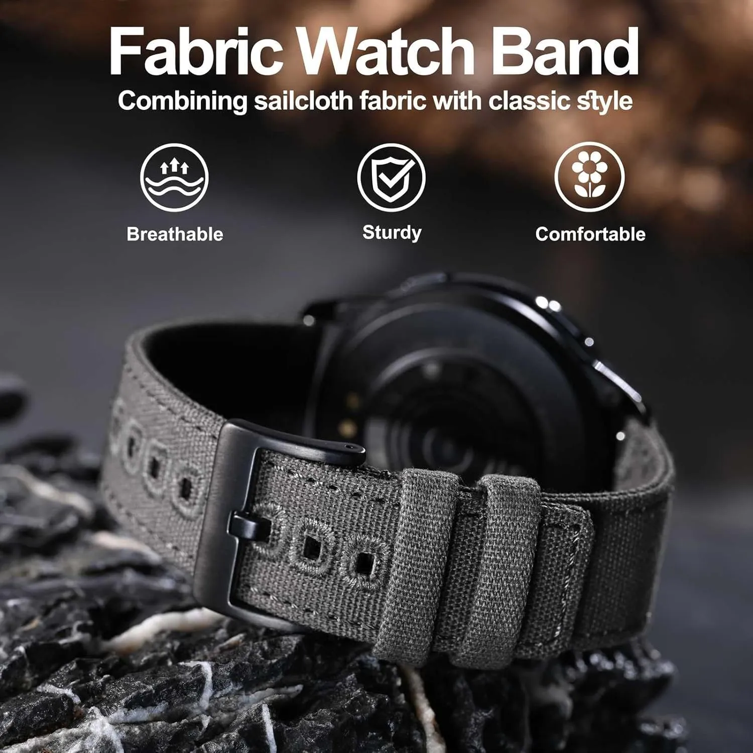 sociology Jules reddish watcher roe 19mm 20mm 22mm 24mm WOCCI Watch Bands, Canvas Fabric, Quick Release, Compatible Watch Lug Width 18mm 