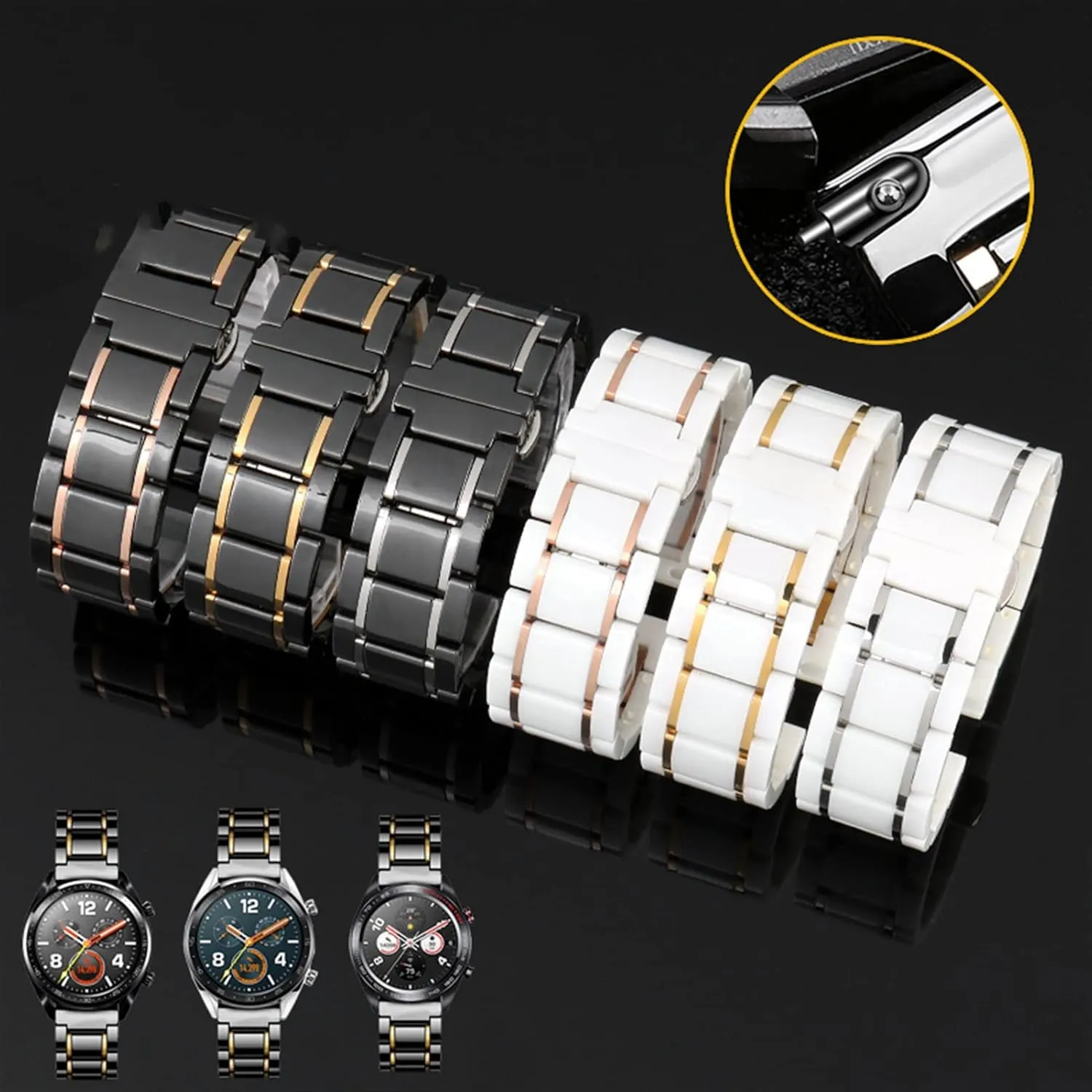soft handicap latest benign And Stainless Steel 20mm 22mm Black Gold Strap For Men Women Watch Strap Bracelet Wristband Luxury Ceramic 