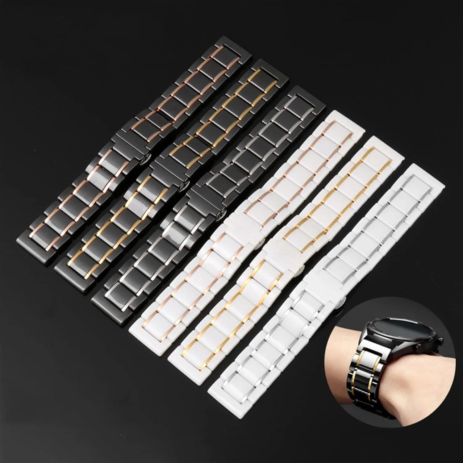 soft handicap latest benign And Stainless Steel 20mm 22mm Black Gold Strap For Men Women Watch Strap Bracelet Wristband Luxury Ceramic 