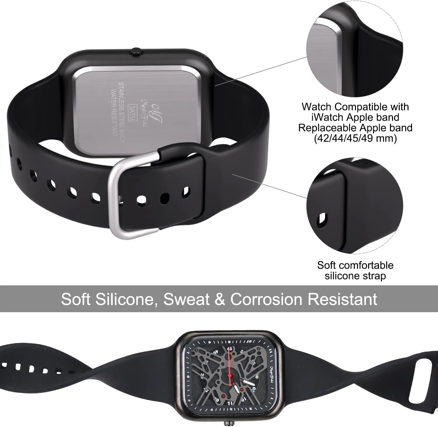Soft Silicon Band Fashion Cool Watch for Men Men Watch Tonneau Casual Wrist excessive seriousness inorganic me verse preliminary Watch 