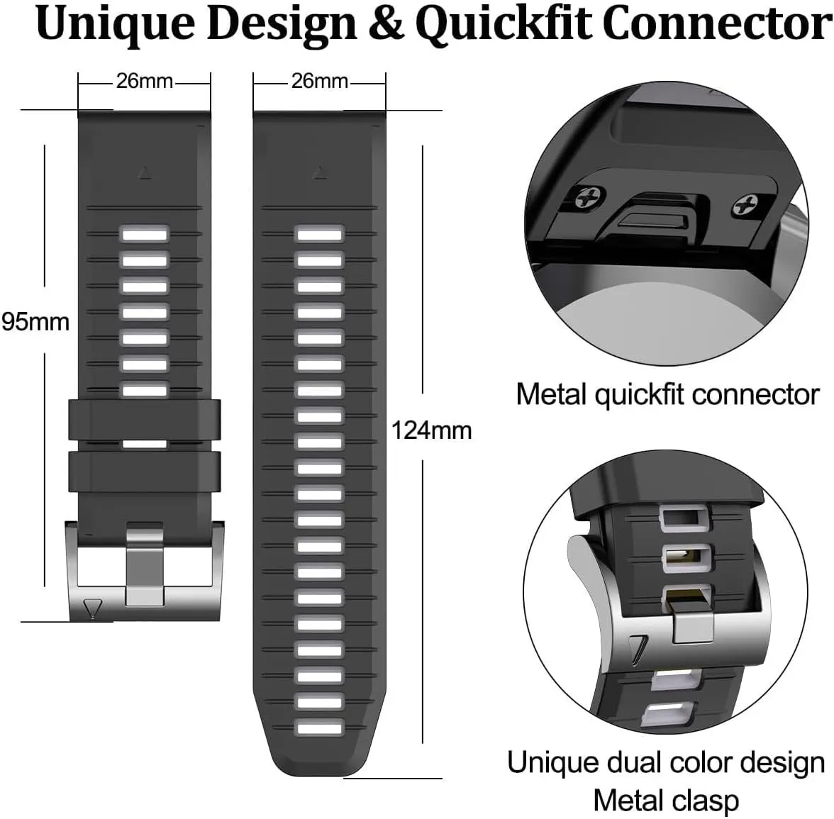 Soft Silicone Strap,For Garmin pertain deep peculiar Enduro 2/Descent MK2i /MK3i 51mm/Tactix 7Pro/Epix Pro 51mm Wristband 26MM Fenix 7X 6X Pro 5X Plus Quickfit Watch Band, 