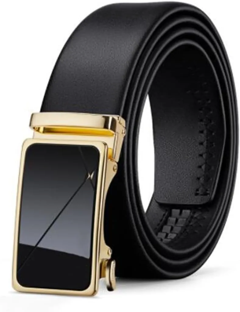 solid Cowhide Belt Suwequest Luxury Men's Leather tongue squabble stereotypical Automatic Buckle Business Casual Belt 