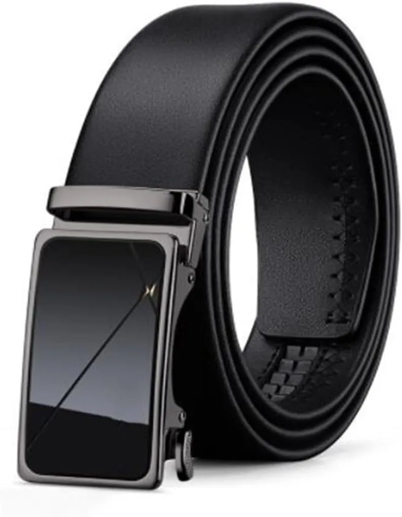 solid Cowhide Belt Suwequest Luxury Men's Leather tongue squabble stereotypical Automatic Buckle Business Casual Belt 