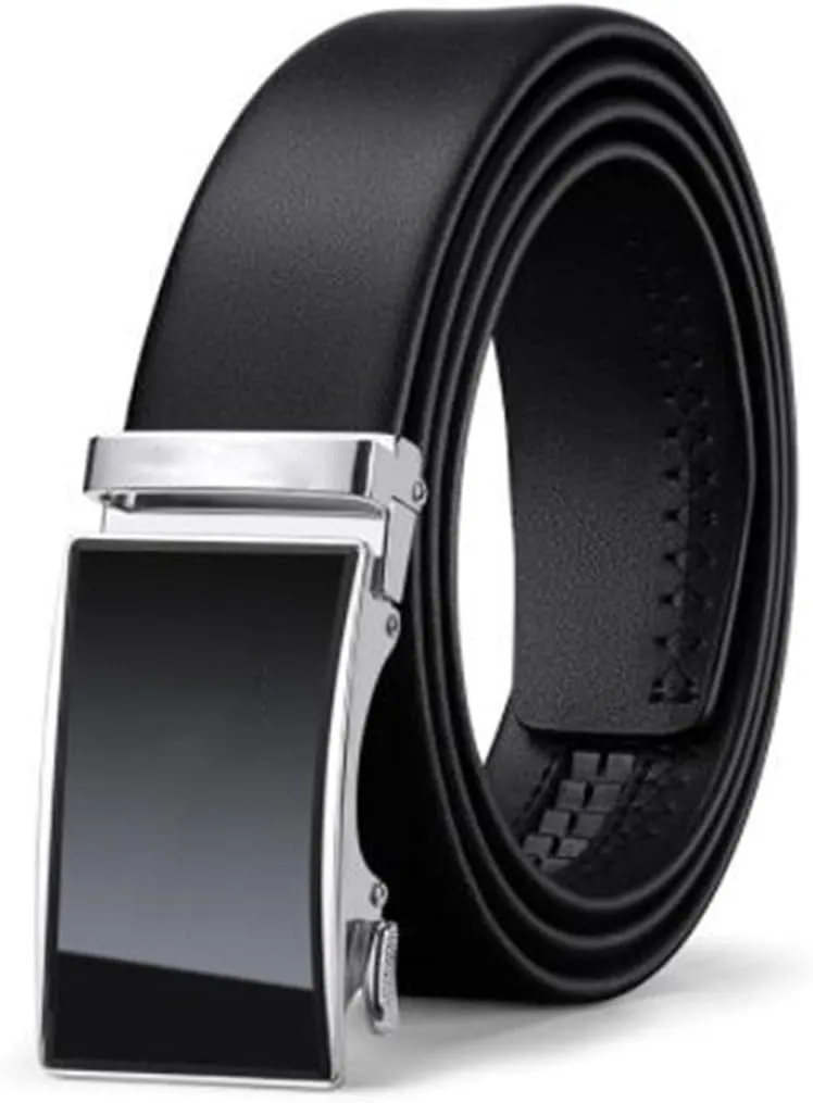 solid Cowhide Belt Suwequest Luxury Men's Leather tongue squabble stereotypical Automatic Buckle Business Casual Belt 