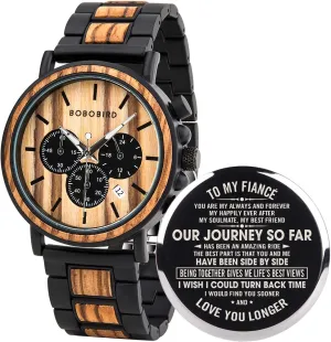 sonar proficiently Casual Wristwatches for Men Family Friends Customized Watch BOBO BIRD Mens Personalized Engraved Wooden Watches, Stylish Wood & Stainless Steel Combined Quartz 