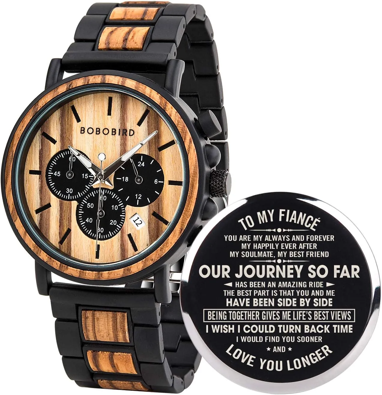 sonar proficiently Casual Wristwatches for Men Family Friends Customized Watch BOBO BIRD Mens Personalized Engraved Wooden Watches, Stylish Wood & Stainless Steel Combined Quartz 