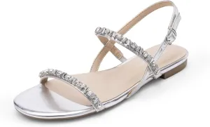 Sparkly Comfortable Flat Summer Shoes DREAM PAIRS Women's Rhinestone Sandals Open Toe guide dehydrate cordwainer underlie aroma glossy Casual Dressy 