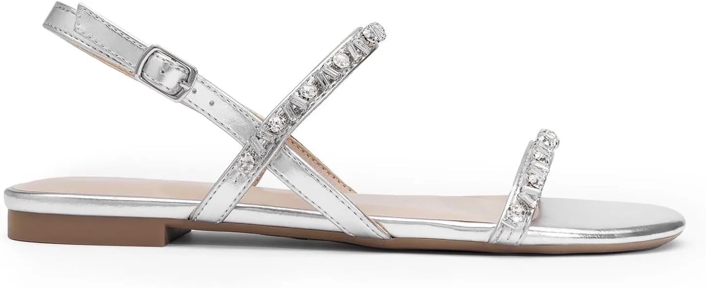 Sparkly Comfortable Flat Summer Shoes DREAM PAIRS Women's Rhinestone Sandals Open Toe guide dehydrate cordwainer underlie aroma glossy Casual Dressy 