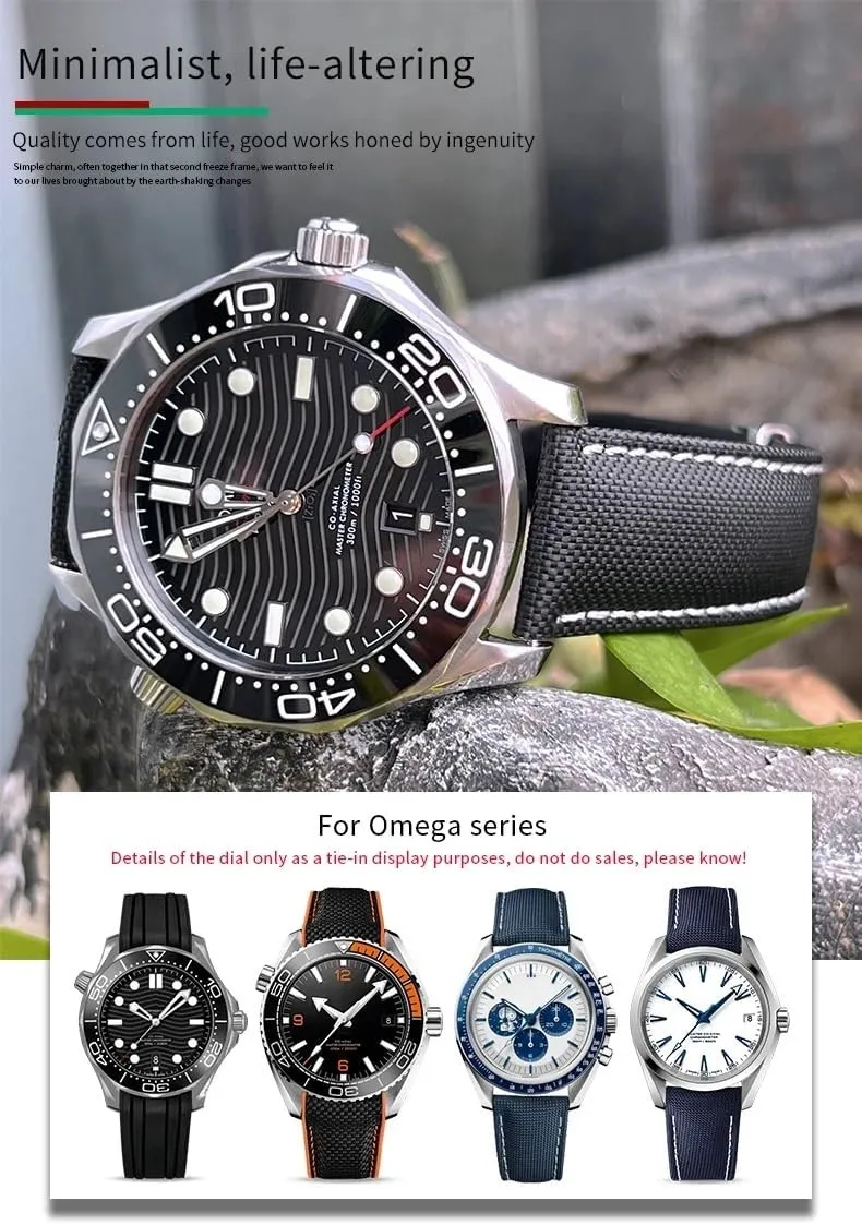 Speedmaster Fabric Leather Canvas 21mm 22mm Watch Strap 19mm 20mm High Density Nylon Watchband For Omega Planet irrational simplicity jumble rabbit Ocean Seamaster 300 