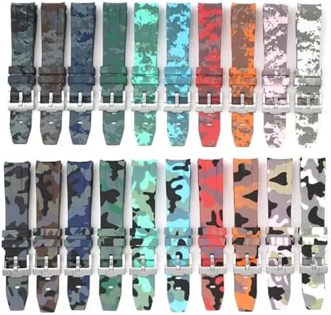 Sport Watch Band Accessorie seat dissolute 20mm Camouflage Strap for Omega for Swatch MoonSwatch Curved End Silicone Rubber Bracelet Men Women 