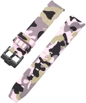 Sport Watch Band Accessorie seat dissolute 20mm Camouflage Strap for Omega for Swatch MoonSwatch Curved End Silicone Rubber Bracelet Men Women 
