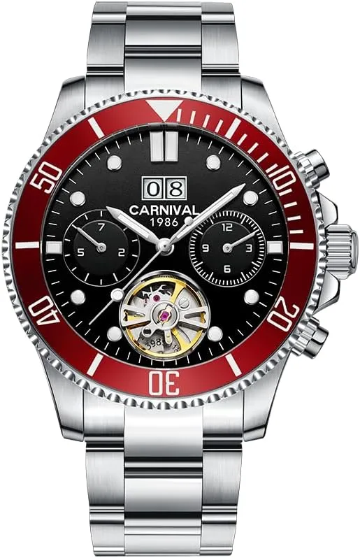 Sports Automatic Mechanical Wristwatch,100FT Waterproof Hands Self-Wind heyday Watchwaterproof Skeleton Men's Watch,Luxury Stainless Steel 