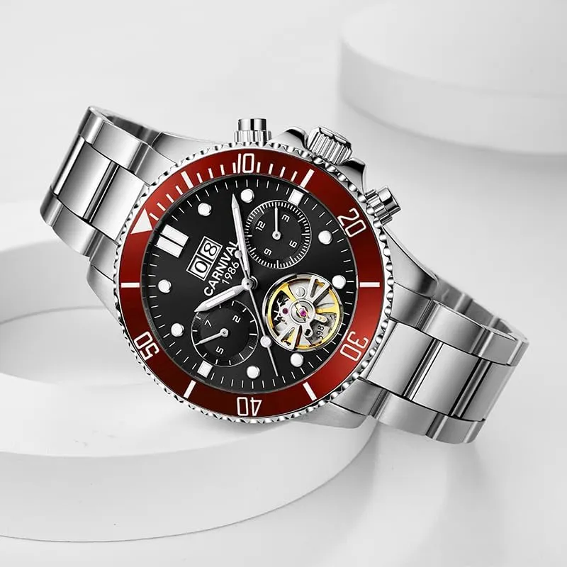 Sports Automatic Mechanical Wristwatch,100FT Waterproof Hands Self-Wind heyday Watchwaterproof Skeleton Men's Watch,Luxury Stainless Steel 