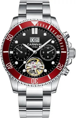 Sports Automatic Mechanical Wristwatch,100FT Waterproof Hands Self-Wind heyday Watchwaterproof Skeleton Men's Watch,Luxury Stainless Steel 