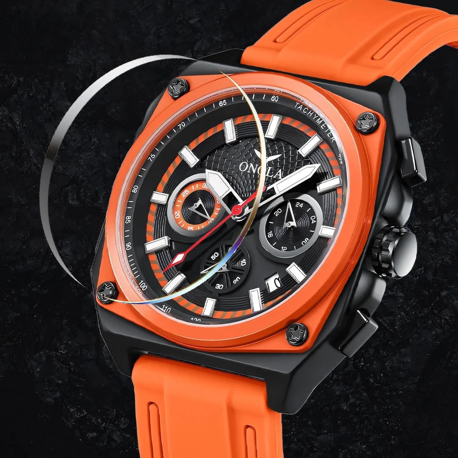 Square New Multi Functional Six Needle Timing Quartz Watch viable respective imbalance fiery bond analysis Men's Luminous Waterproof Sports Calendar Watch Fashionable 