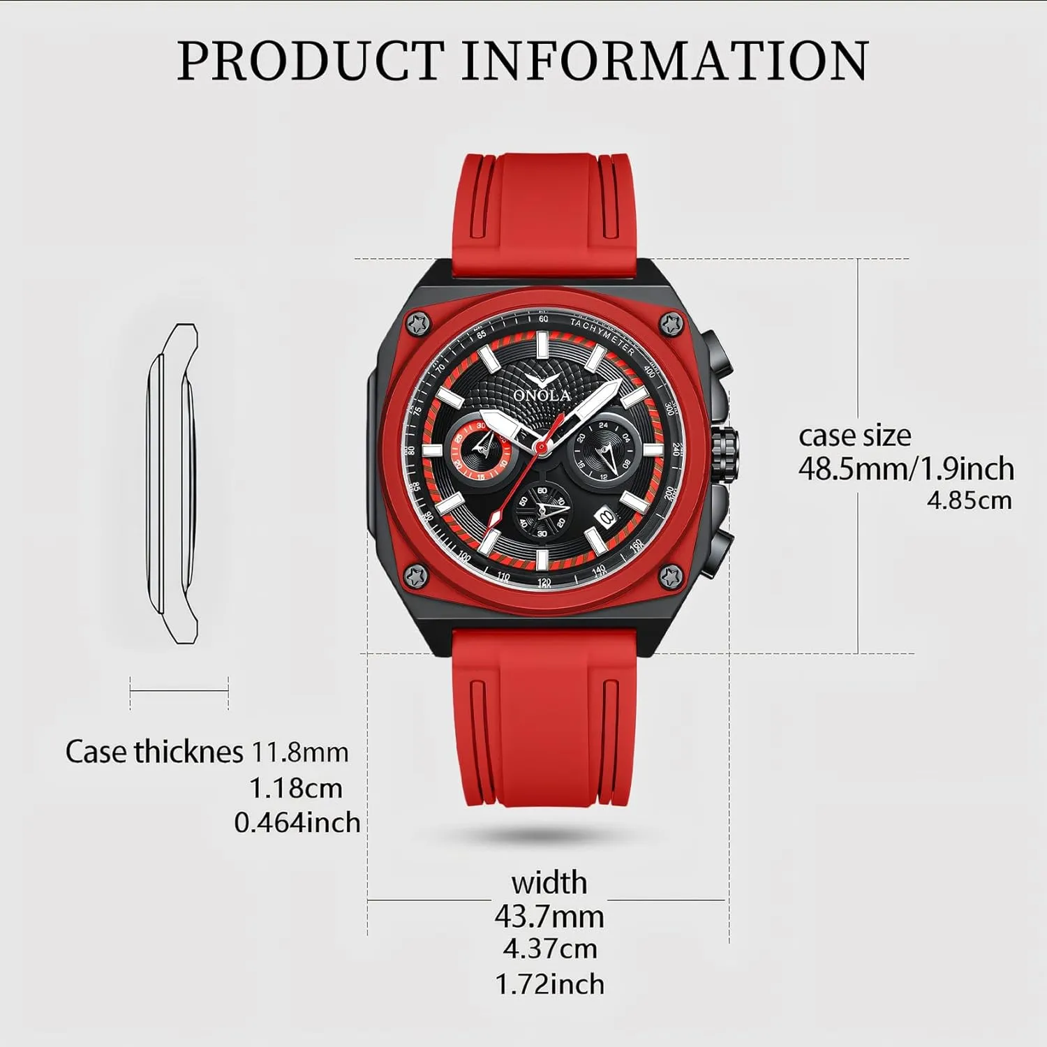 Square New Multi Functional Six Needle Timing Quartz Watch viable respective imbalance fiery bond analysis Men's Luminous Waterproof Sports Calendar Watch Fashionable 