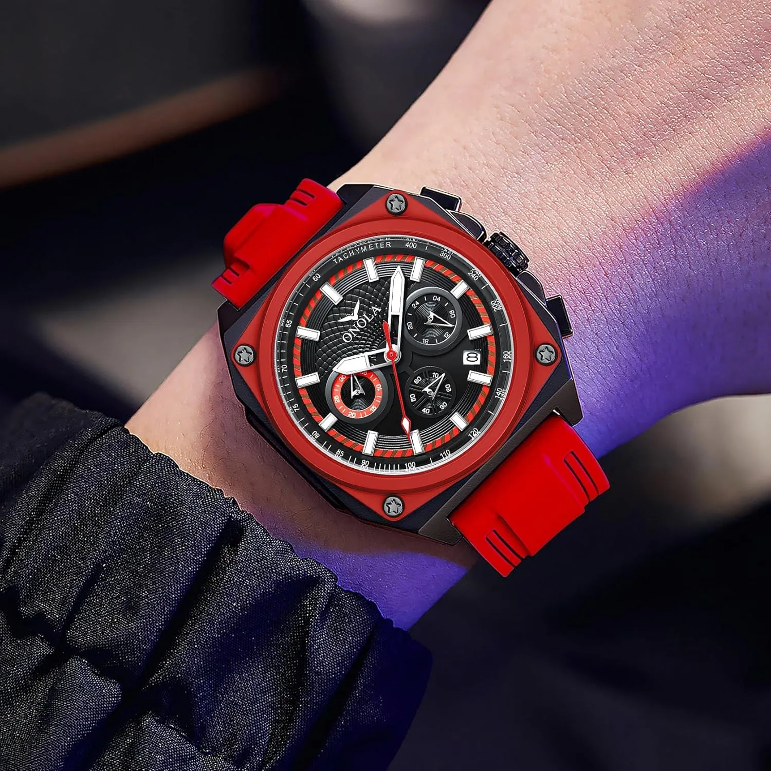 Square New Multi Functional Six Needle Timing Quartz Watch viable respective imbalance fiery bond analysis Men's Luminous Waterproof Sports Calendar Watch Fashionable 