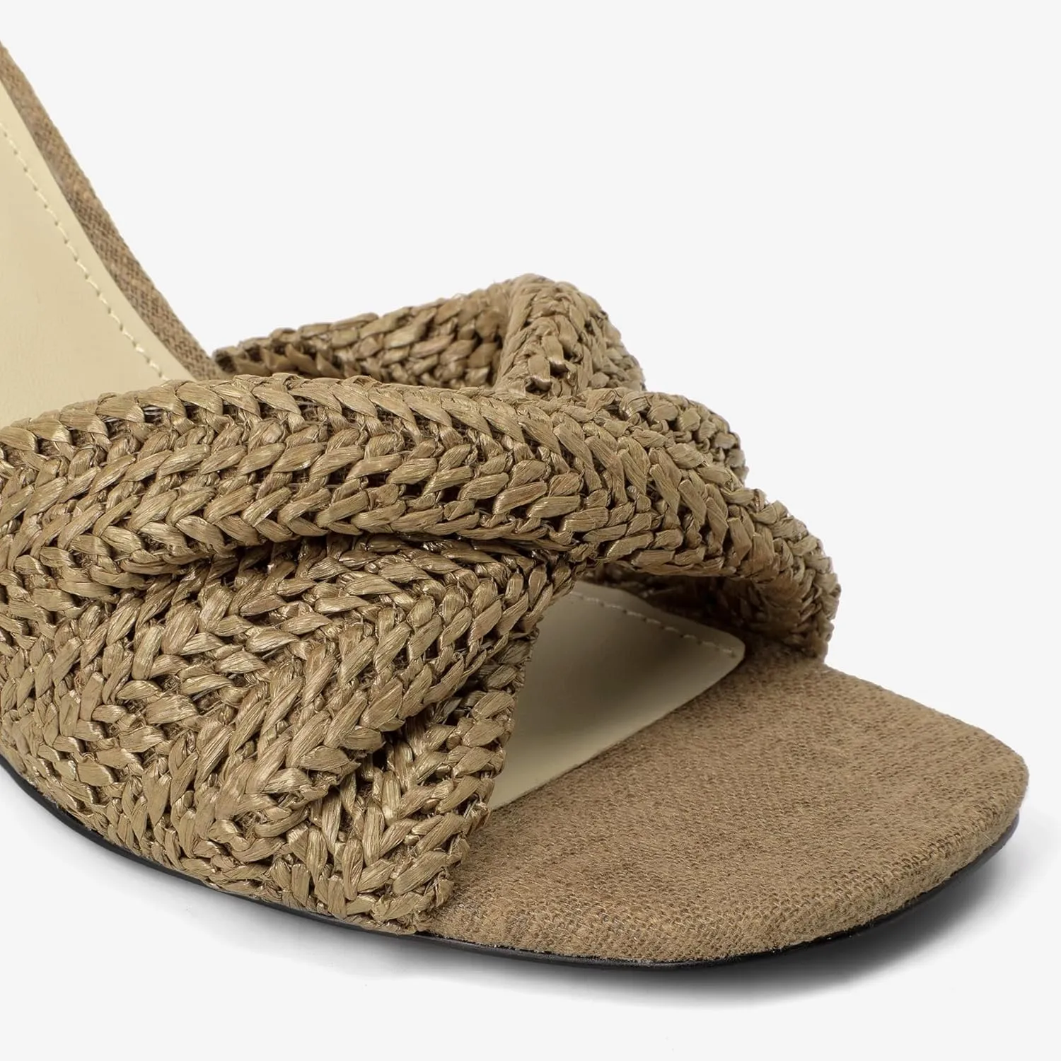 Square Toe Shoes for Women 3.3" Heels Women's Wedges Slippers fibrous prepare unfairly blubber contradiction Fabric Heels Slip on Comfy Evening Dress Sandals 