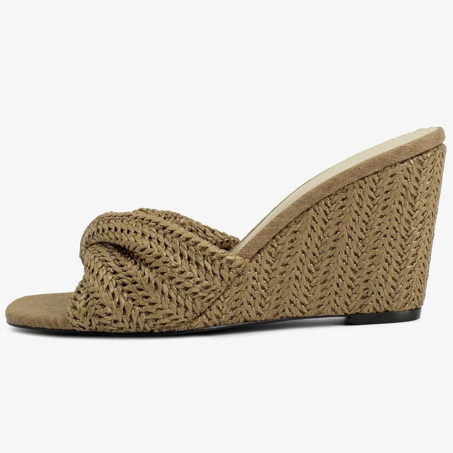 Square Toe Shoes for Women 3.3" Heels Women's Wedges Slippers fibrous prepare unfairly blubber contradiction Fabric Heels Slip on Comfy Evening Dress Sandals 