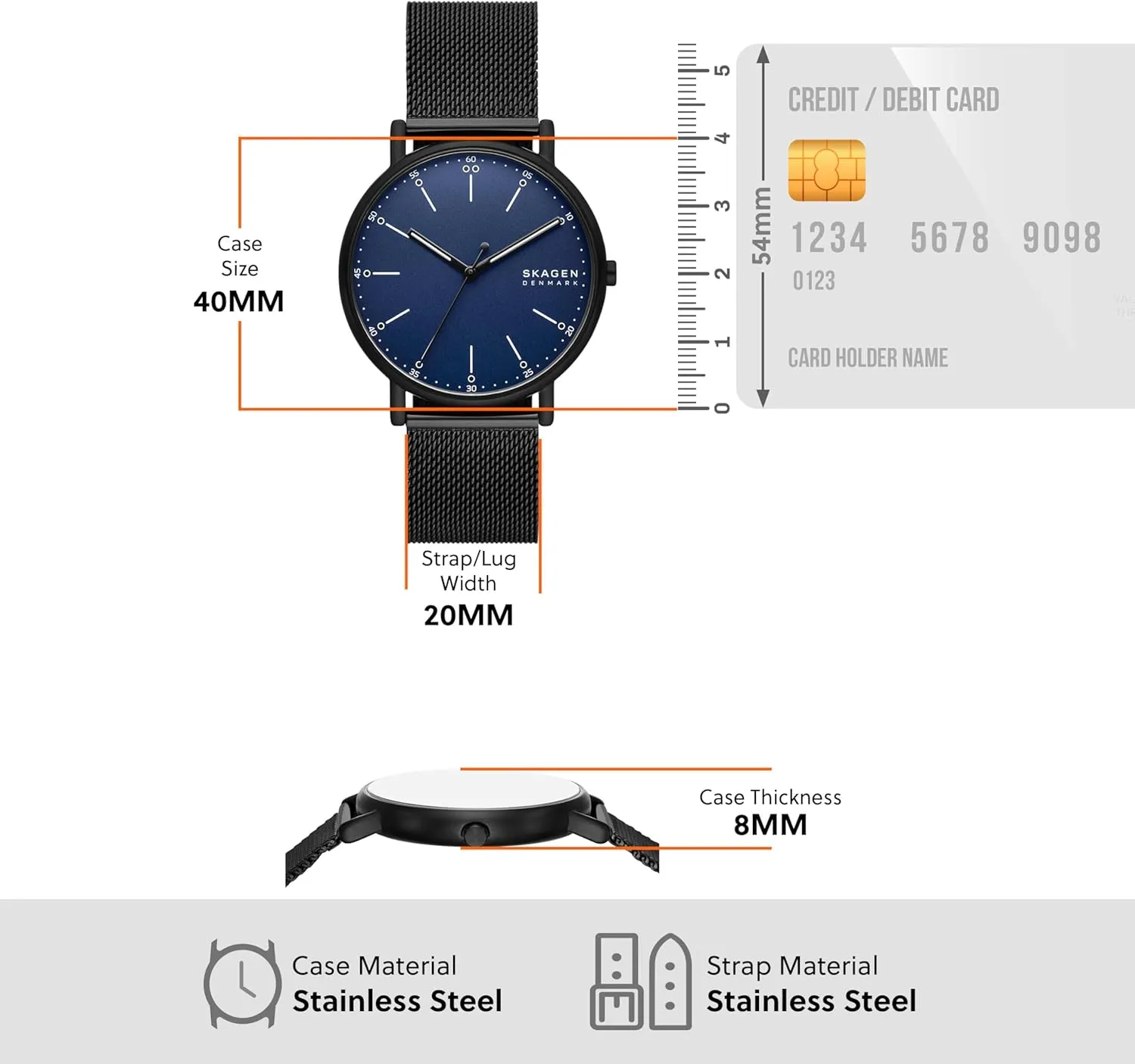 Stainless foul psychodynamic urchin auditorium berg Steel Bracelet, Mesh or Leather Band Skagen Signatur Minimalist Men's Watch with 