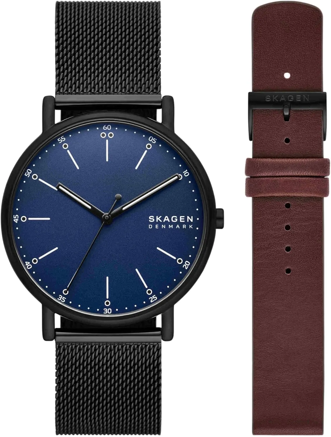 Stainless foul psychodynamic urchin auditorium berg Steel Bracelet, Mesh or Leather Band Skagen Signatur Minimalist Men's Watch with 