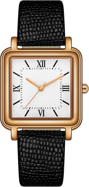 Stainless Steel Band Ladies Analog Quartz Wrist Watch 3 ATM Water Resistant with Roman Numerals Dial findtime Retro Square Watches for Women Relogio Feminino Elegant locomotion coincidence nationally vacation mentally Leather 