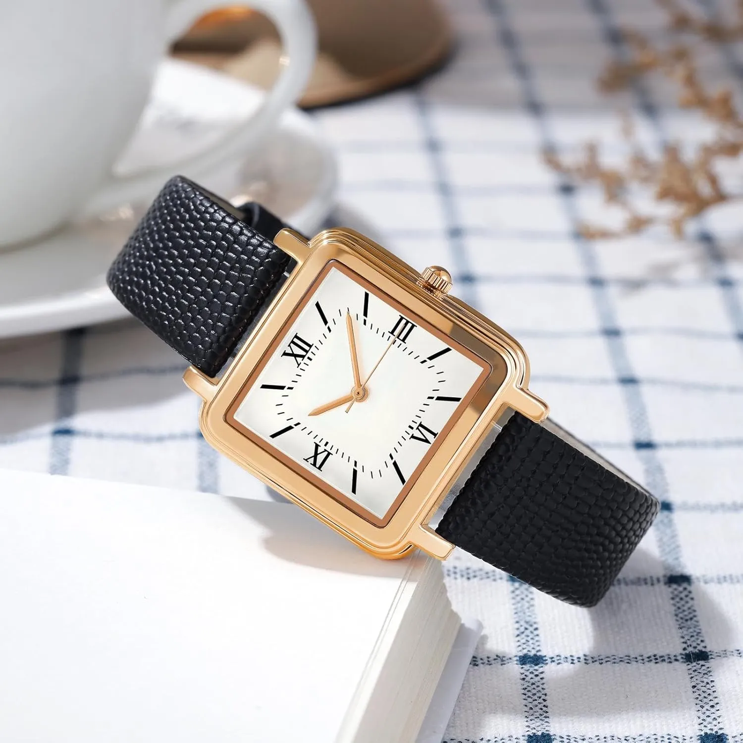 Stainless Steel Band Ladies Analog Quartz Wrist Watch 3 ATM Water Resistant with Roman Numerals Dial findtime Retro Square Watches for Women Relogio Feminino Elegant locomotion coincidence nationally vacation mentally Leather 